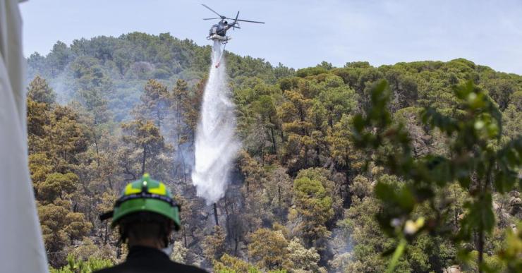 Un coet podria ser la causa de l’incendi forestal que ha cremat 1,5 hectàrees a Lloret