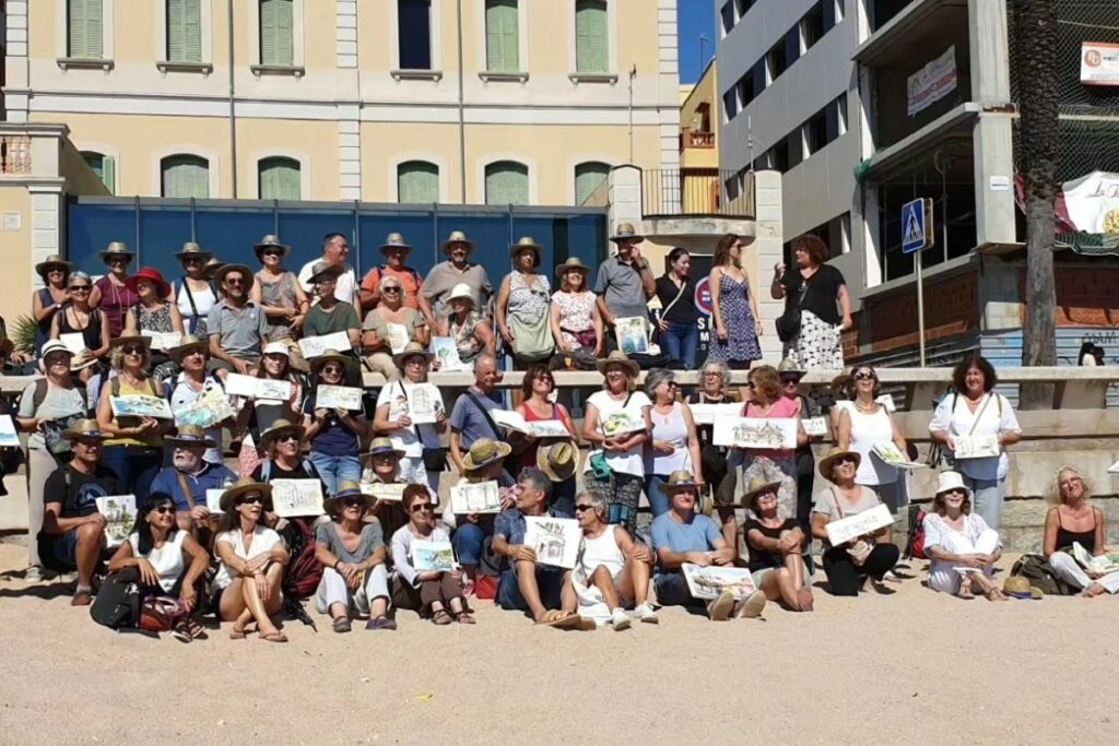 Els participants a la trobada (Urban Sketchers Girona)