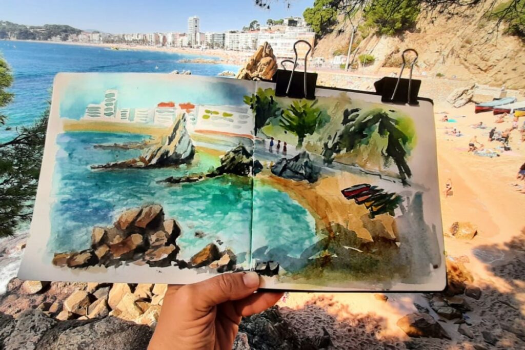 Un dels dibuixos de la trobada (Urban Sketchers Girona)