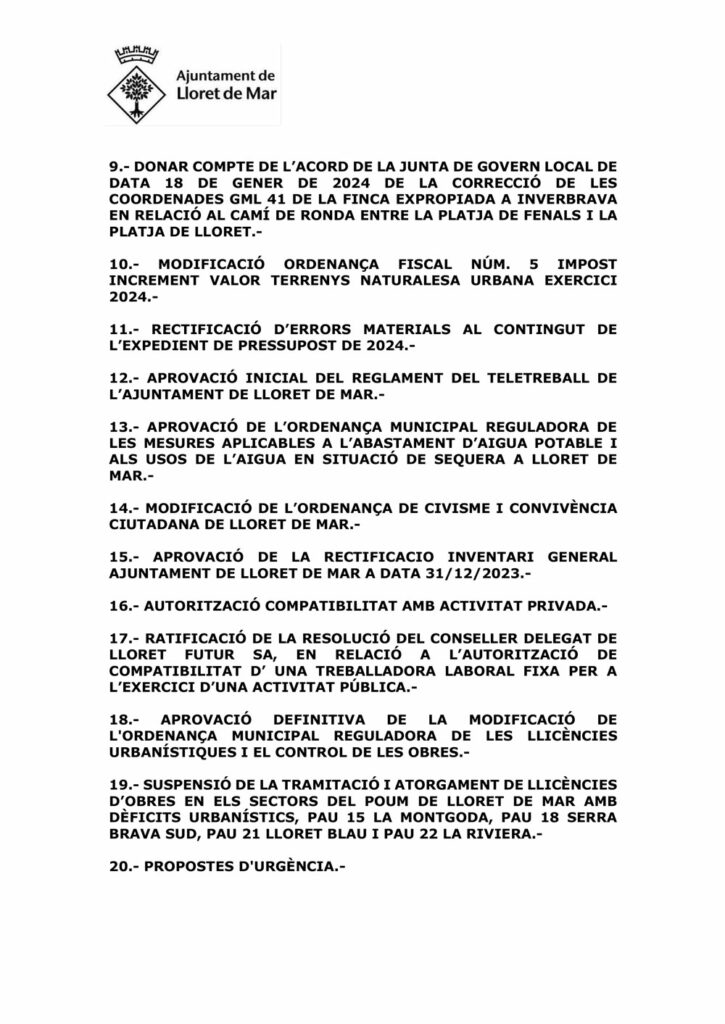 CONVOCATORIA PLE 29 de GENER 2024 2