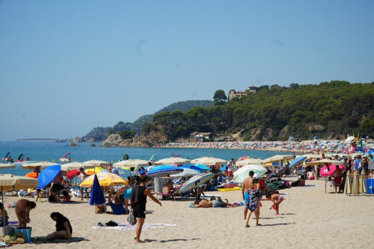 La platja plena de turistes l'estiu passat