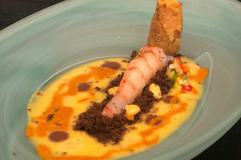 plat de gamba i AOVE de Raúl Lopera