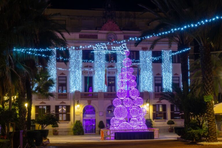 L'arbre de Nadal il·luminat a les festes passades