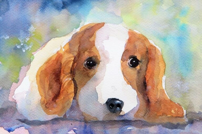 Un gos pintat amb aquarel·la (Pixabay)
