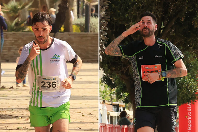 Jonathan Romeo I Àngel Mullera en el moment d'arribar a la meta (Aitor Roger)