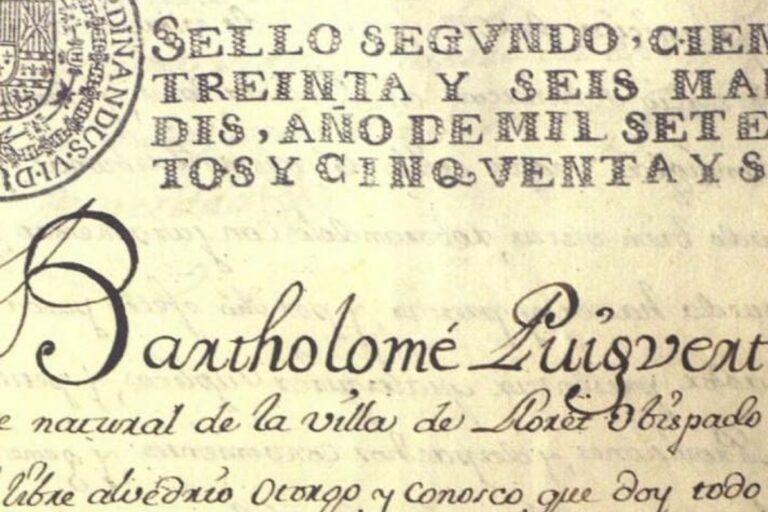 Un dels documents de Bartolomeu Puigvert