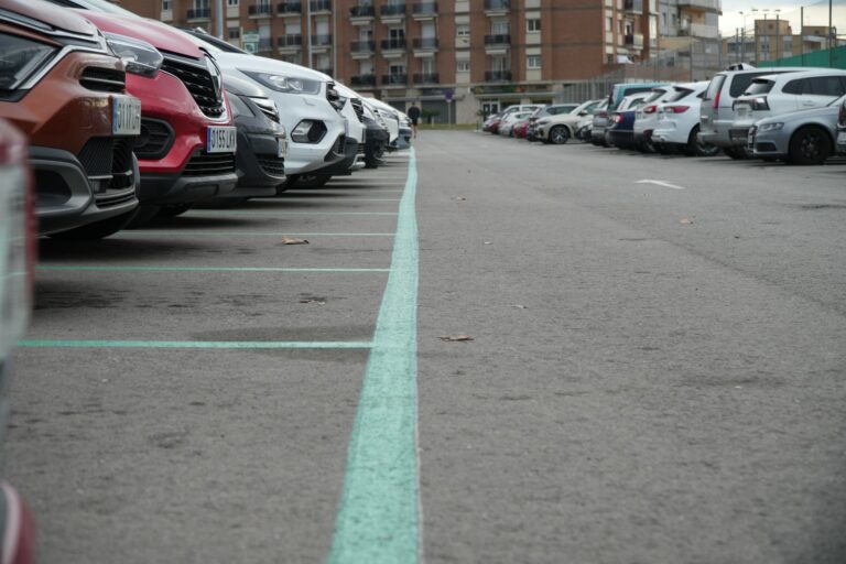 L'aparcament de zona verda entre la Piscina i el pavelló del Molí