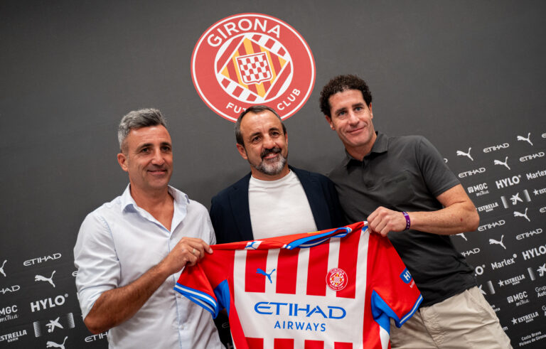 Jordi Balcells en la roda de premsa de presentació de Quique Álvarez, nou tècnic del Girona FC