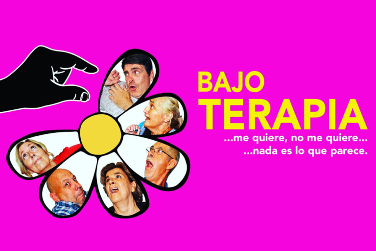 Detall del cartell de l'obra Bajo Terapia, amb Corset Teatre.