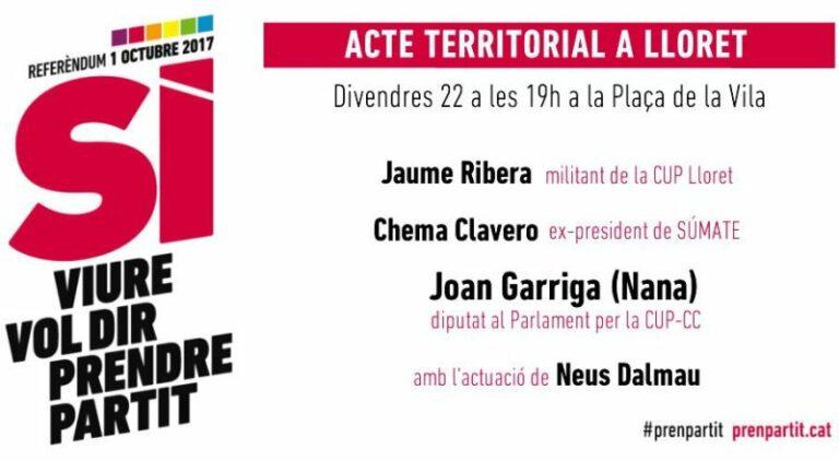 La CUP organitza un acte avui a Lloret «per parlar més enllà de l’1-O»