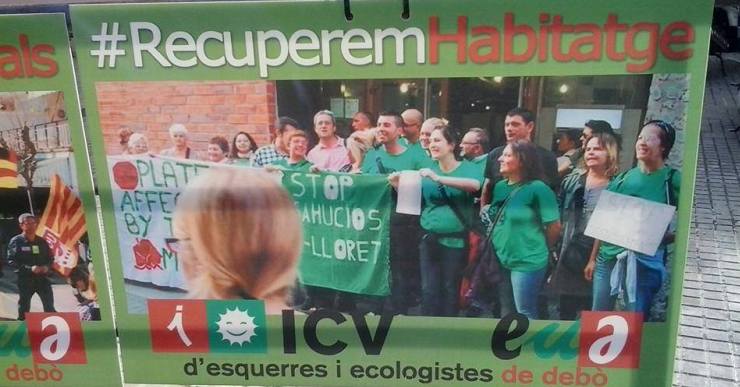 La PAH vol que ICV – EUiA retiri uns cartells on surten membres de l’entitat