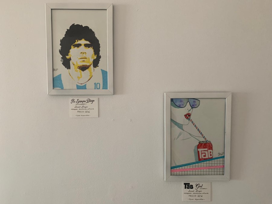 Alguns dels dibuixos de Dani Bruzos que hi ha exposats (Vela Mar)