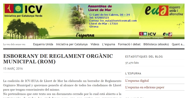 ICV-EUiA elabora un esborrany del ROM veient la ‘passivitat’ del govern local