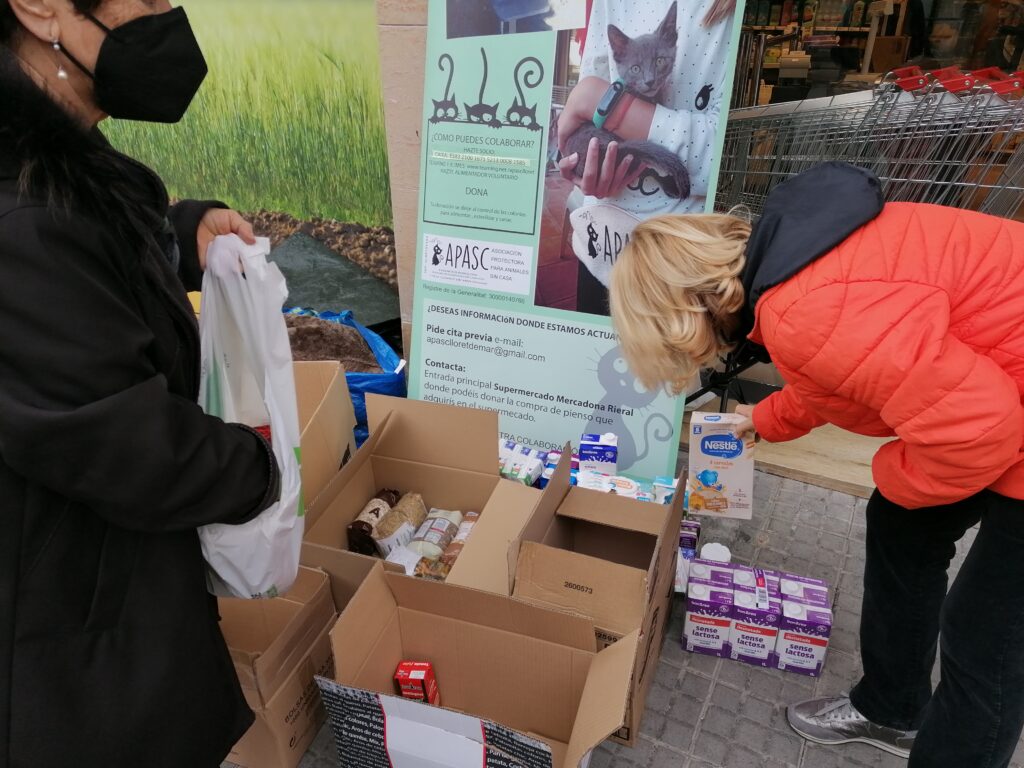 Recapte d'aliments per a Ucraïna al Bon Àrea per part de l'Associació APASC