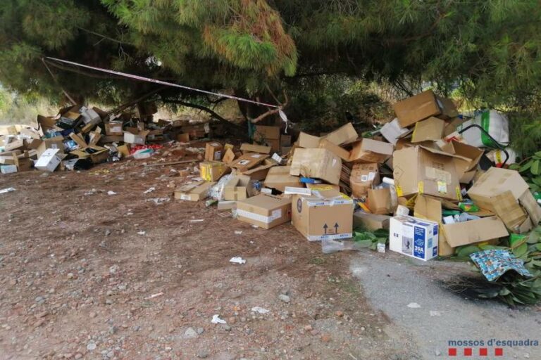 Material d'oficines i impressores abocat en el descampat d'Esplugues de Llobregat (ACN).