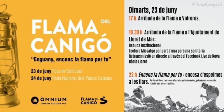 La Flama del Canigó arriba aquesta tarda a Lloret, en un acte simbòlic