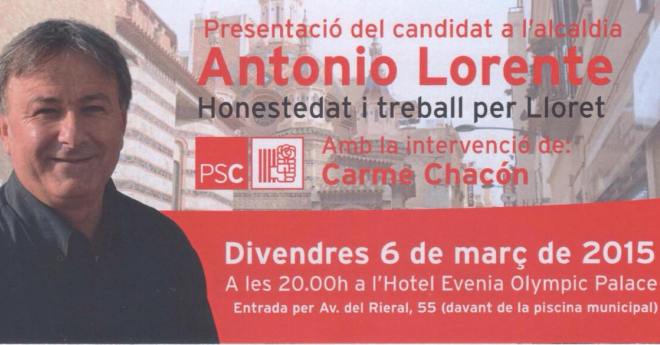 El PSC presentarà avui oficialment Antonio Lorente com a cap de llista