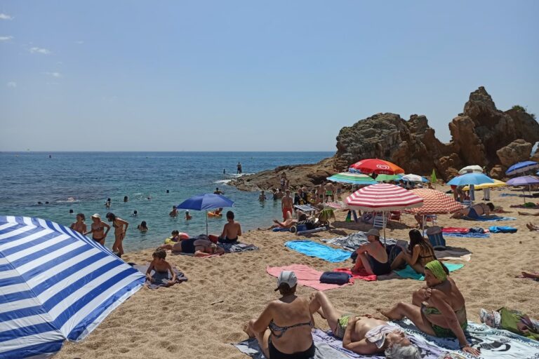Banyistes a la platja de Fenals, aquesta temporada