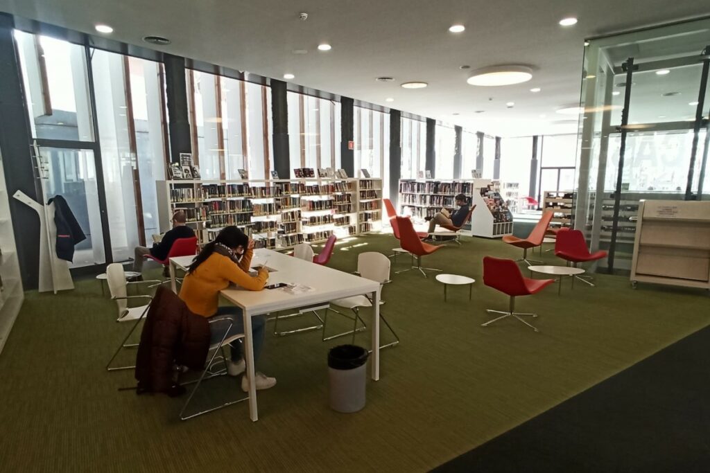 Diferents persones a la Biblioteca municipal