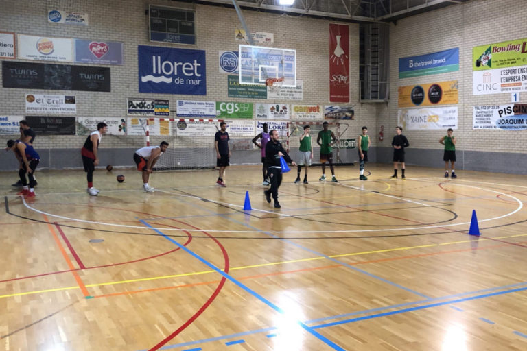 Entrenament del sènior masculí del Club Bàsquet Lloret, aquest dilluns