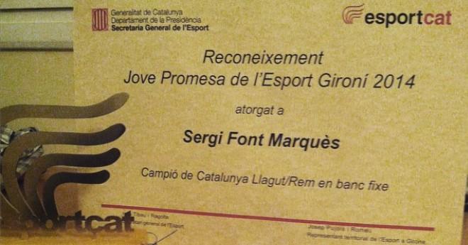 Sergi Font està sorprès, content i agraït pel reconeixement com a jove promesa de l’esport