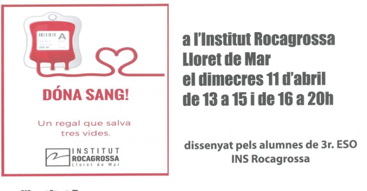 Campanya de donació de sang impulsada pels alumnes de 3r de l’institut Rocagrossa