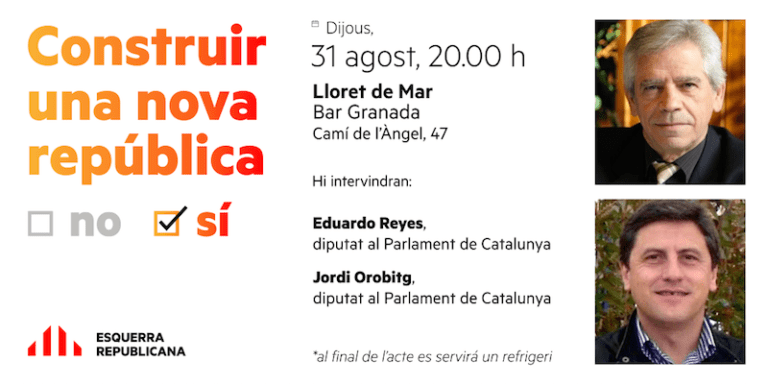 Eduardo Reyes i Jordi Orobitg faran campanya a Lloret sobre el referèndum de l’1-O