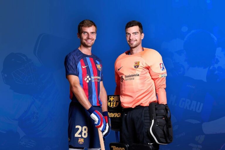 Els germans Grau vestits del Barça (FCB hoquei)