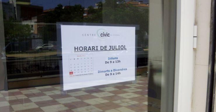 Horari d’estiu al Centre Cívic del Rieral: de 9 a 14 hores