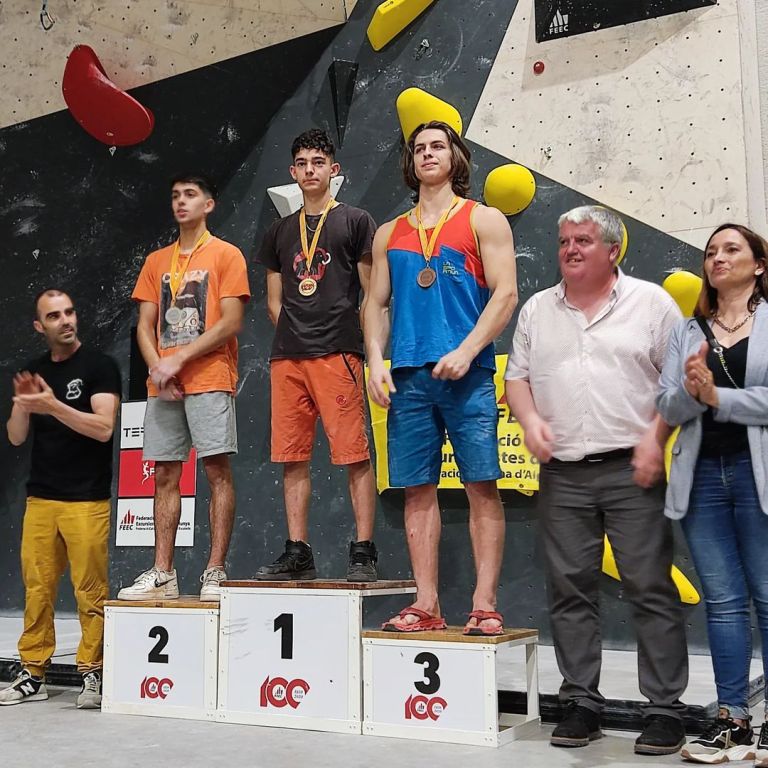podi masculí del Campionat de Catalunya d'escalada de dificultat