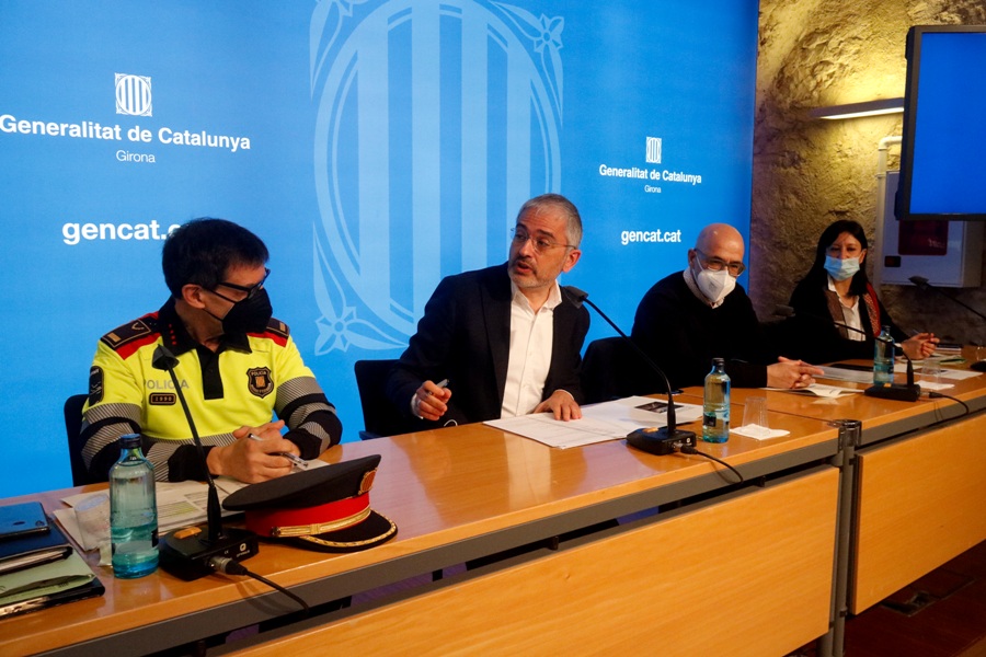 Els representants de Mossos i de Trànsit, en la presentació de les dades.