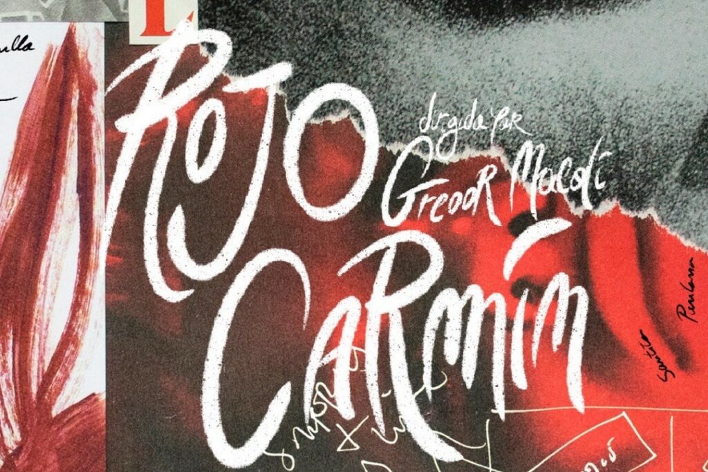 Detall del cartell de presentació del projecte 'Rojo carmín'.