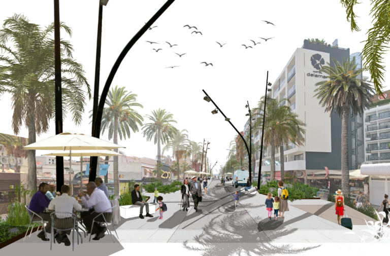 Imatge virtual de la 'riera' com a rambla de passeig, sense cotxes