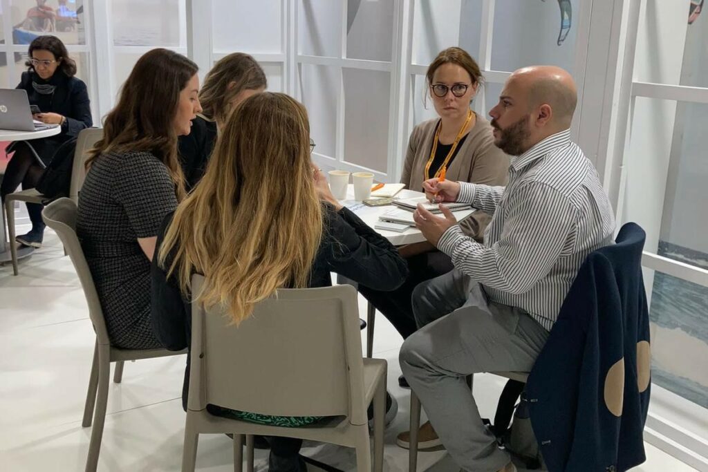 Una de les reunions d'avui, al WTM (Lloret Turisme)