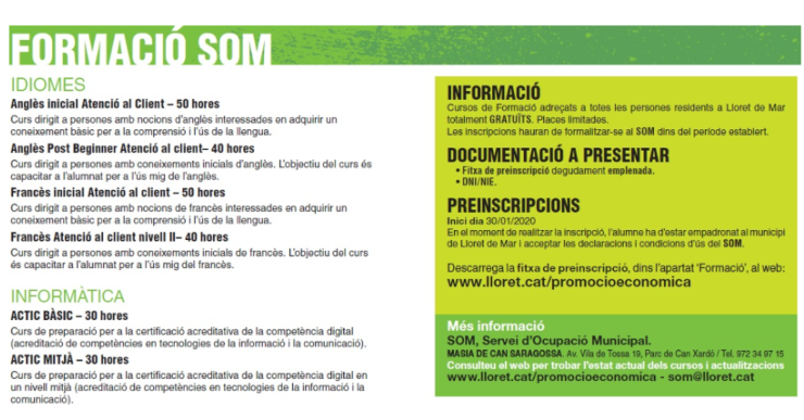 Ja es pot consultar l’oferta formativa del SOM per al primer semestre