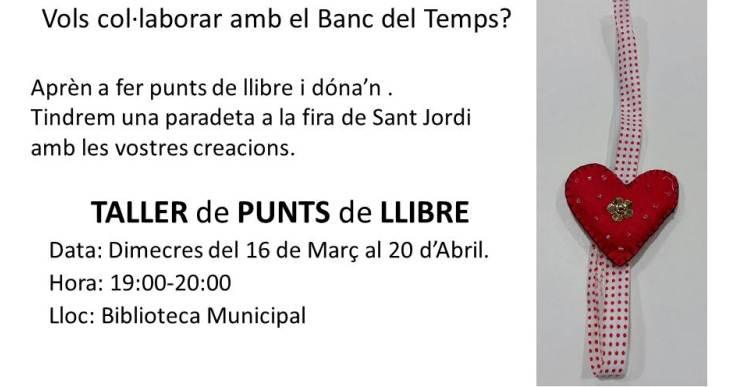 El Banc del Temps organitza un taller de punts de llibre per a joves i adults