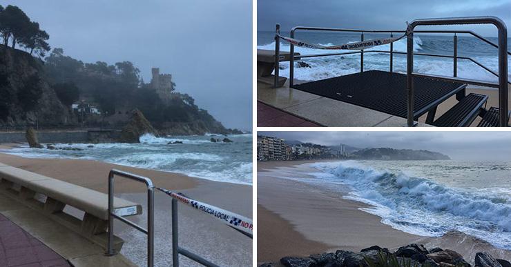 El temporal marítim obliga a tancar els accessos a la platja gran i en altres punts de Lloret